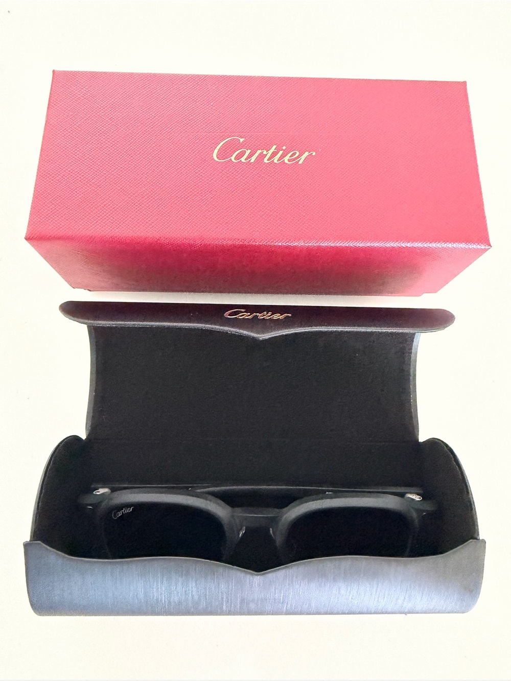 Cartier Sunglasses Black Matte Frame With Case Box & Accessories - Picture 7 of 8